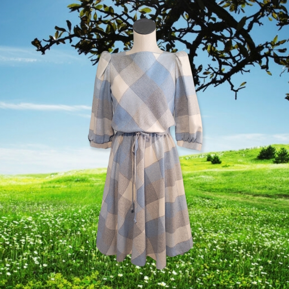 Vintage 80s Plaid Dress